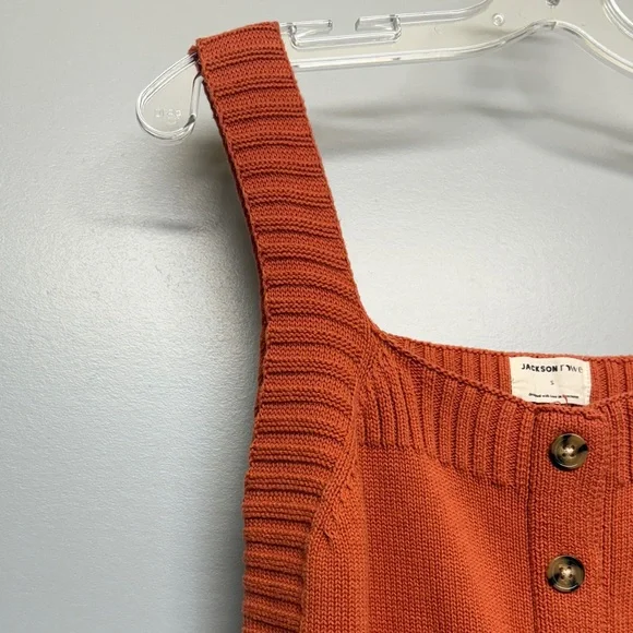 Jackson Rowe Burnt Orange Ribbed Button Dress - Picture 3 of 6